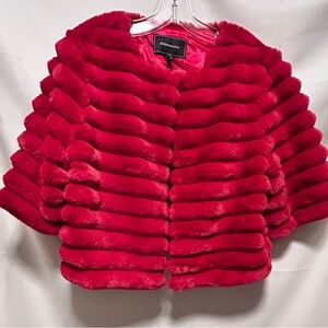 BCBG Max Azria Red Faux Fur Shrug Sz.L ( NWT )